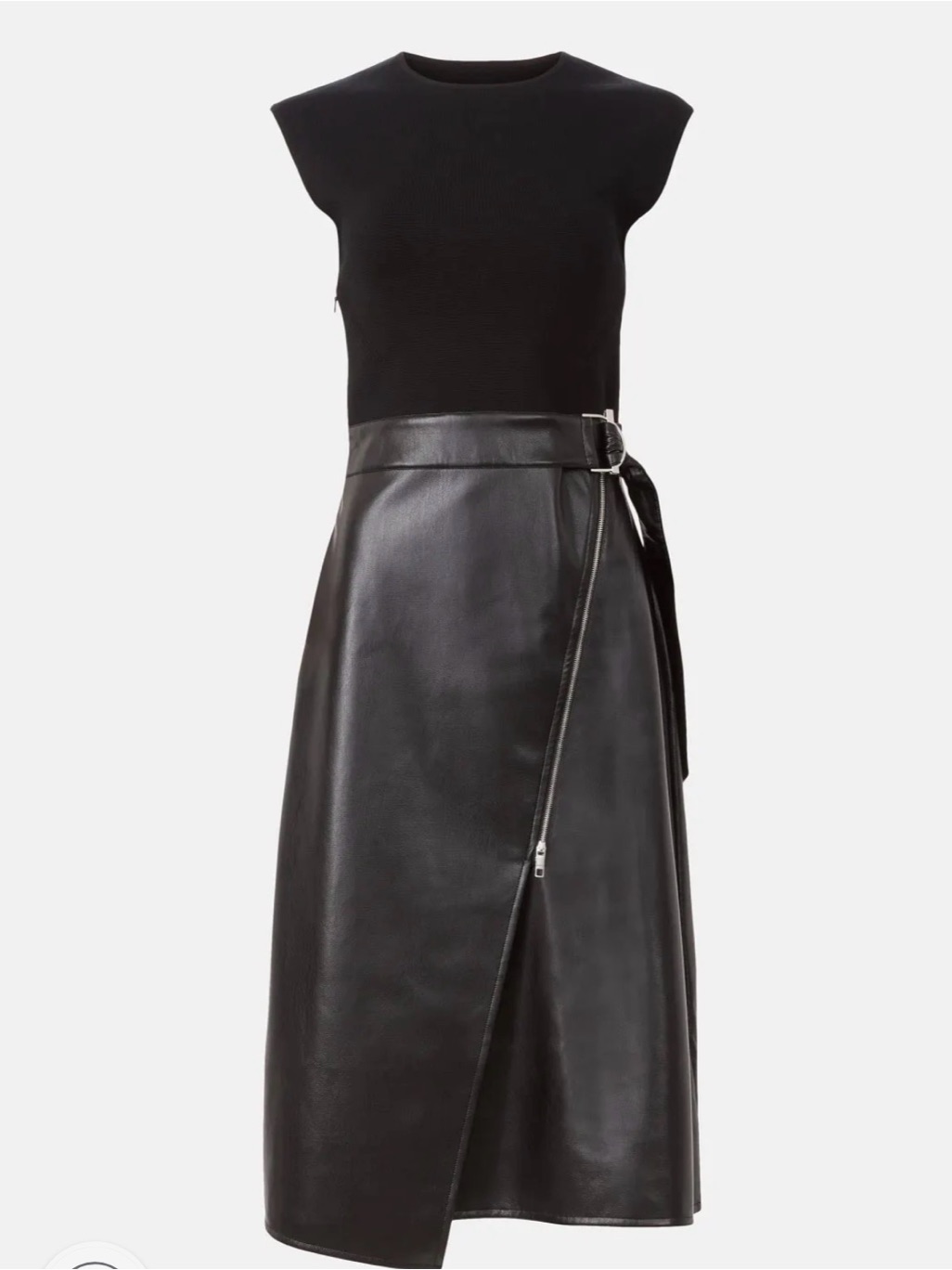Boss Flederi Mixed Media Leather Midi Dress Size Large.